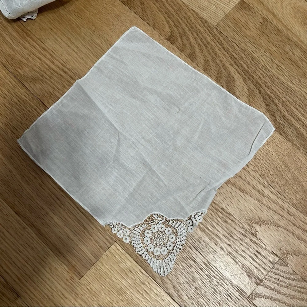 Vintage Embroidered Pillow Case Lace Doily Napkins Handkerchief Mixed Lot Bundle